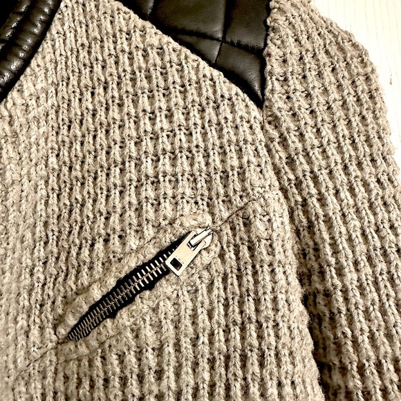 IRO Jacket (wool) Ceylona Leather Trimmed Gray & Black Knit Jacket S 36 - Picture 4 of 6